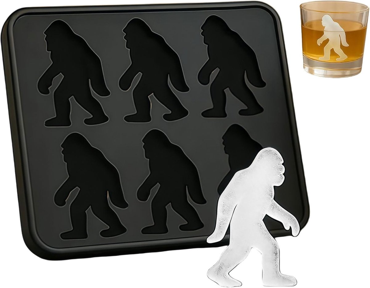 Ijsblokjes ijsblokjesvorm grappig siliconen vormen bakken 17CM voor gezinnen vrienden barman voor Wereldkampioenschap feesten kamperen drankjes DIY ijsblokjesvorm Bigfoot design zwart