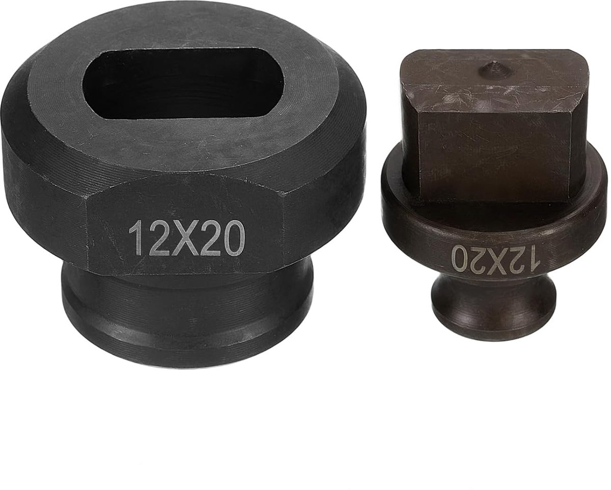 Ponssjabloon voor hydraulische gaten, diameter 12 × 20 mm, hydraulische elektrische stansset met nauwkeurig ovaal gat voor MHP-20 JP-20 elektrische hydraulische boormachine, bordeauxrood en