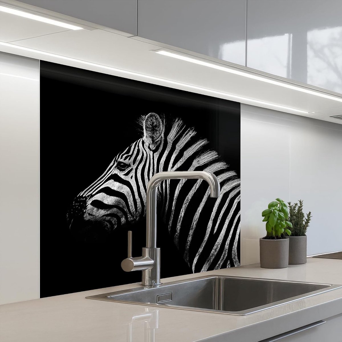 Keukenachterwand 80x80 cm zelfklevend keuken decoratie accessories home kitchen spatscherm Zebra - Dier - Zwart