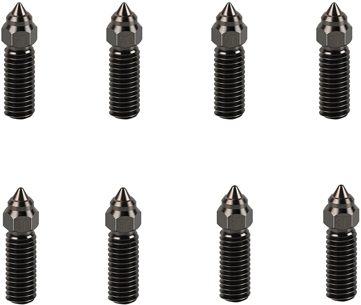 8 stuks hardened spuitmonden kit voor K1 Max, 3D-printeraccessoires, 4 stuks, 0,4 mm, 2 stuks 0,6 mm, 0,8 mm harde spuitmonden, kit voor K1, K1 Max, CR-M4, CR-10 SE, Ender 3 V3 KE