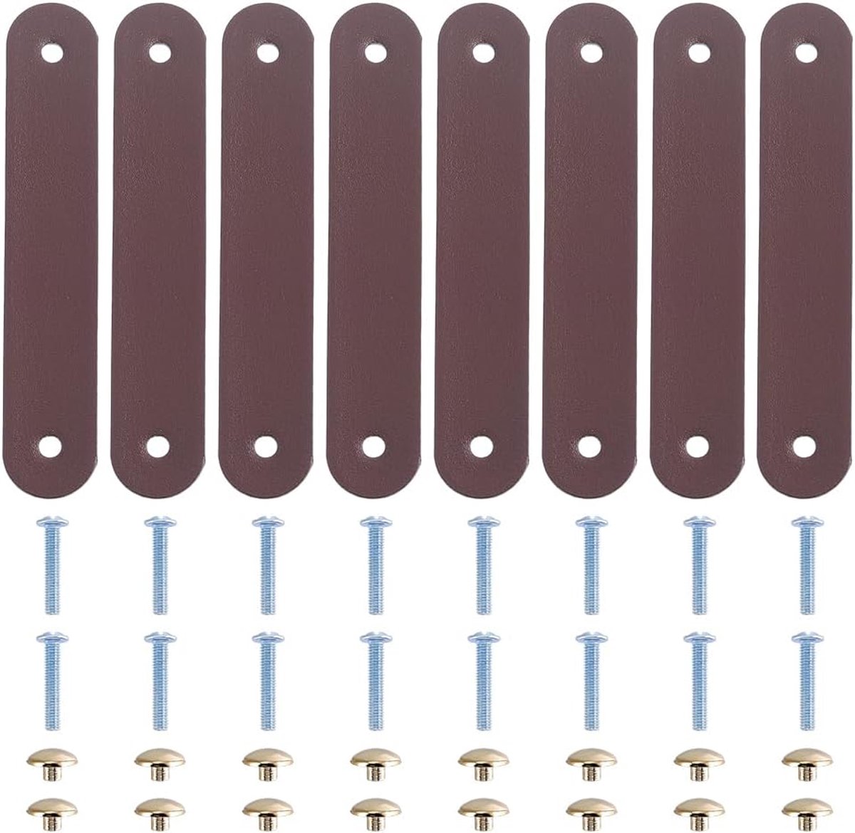 PandaHall 8-pack lederen lade trekt bruine kastgrepen PU lederen kastgrepen keuken kast knoppen deur trekt handvat voor dressoir kast kast deur meubels laden thuis, 14,1 cm lang