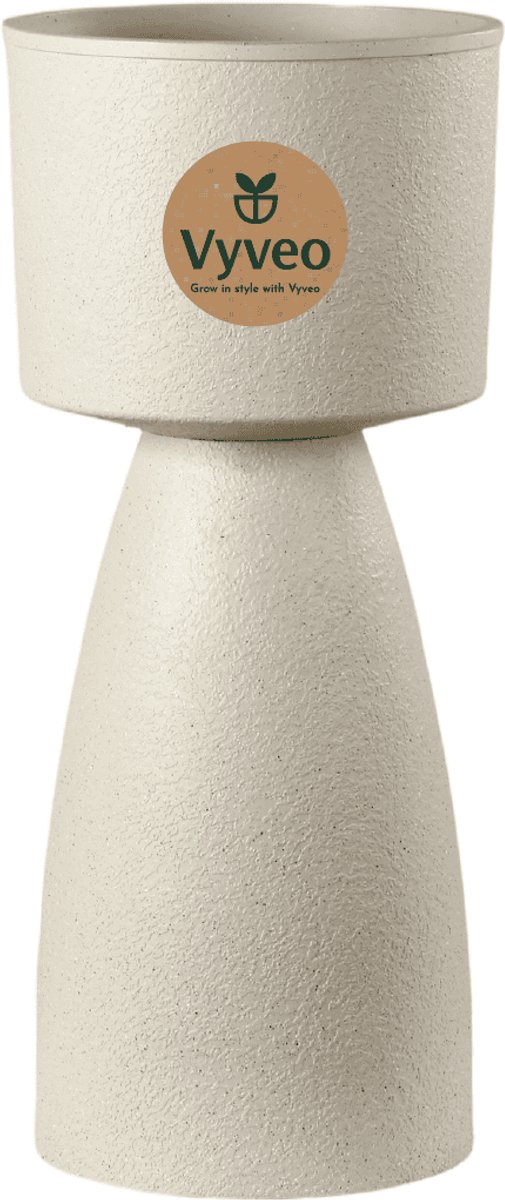 Vyveo - Bloempot Pillar - 33x75 - Créme - Bloempot voor binnen en buiten - Lichtgewicht - Breukbestendig - Vorstbestendig - UV-bestendig