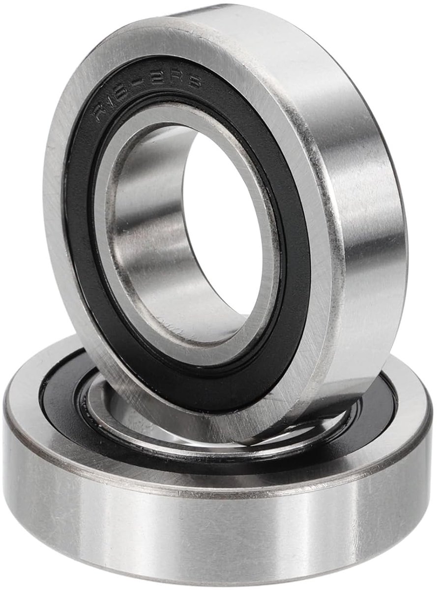 Groefkogellagers, 2 x 5 x 1/2 inch, 2 stuks miniatuurkogellagers met dubbele rubberen afdichting voor elektromotor, industriële machine, zwart en zilver