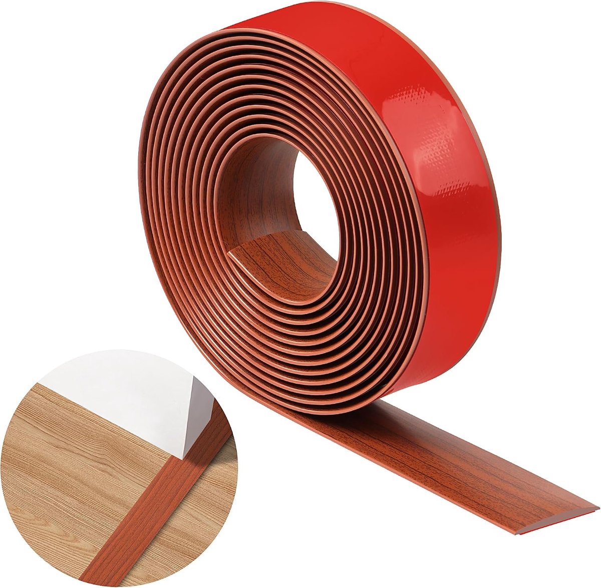 Vloerovergangsstrips van 400 cm x 4 cm, PVC zelfklevende drempelstrips voor deuropeningen, waterdicht en slijtvast, tapijtdeurstrips, geschikt voor randen van deuren, ramen, vloeren