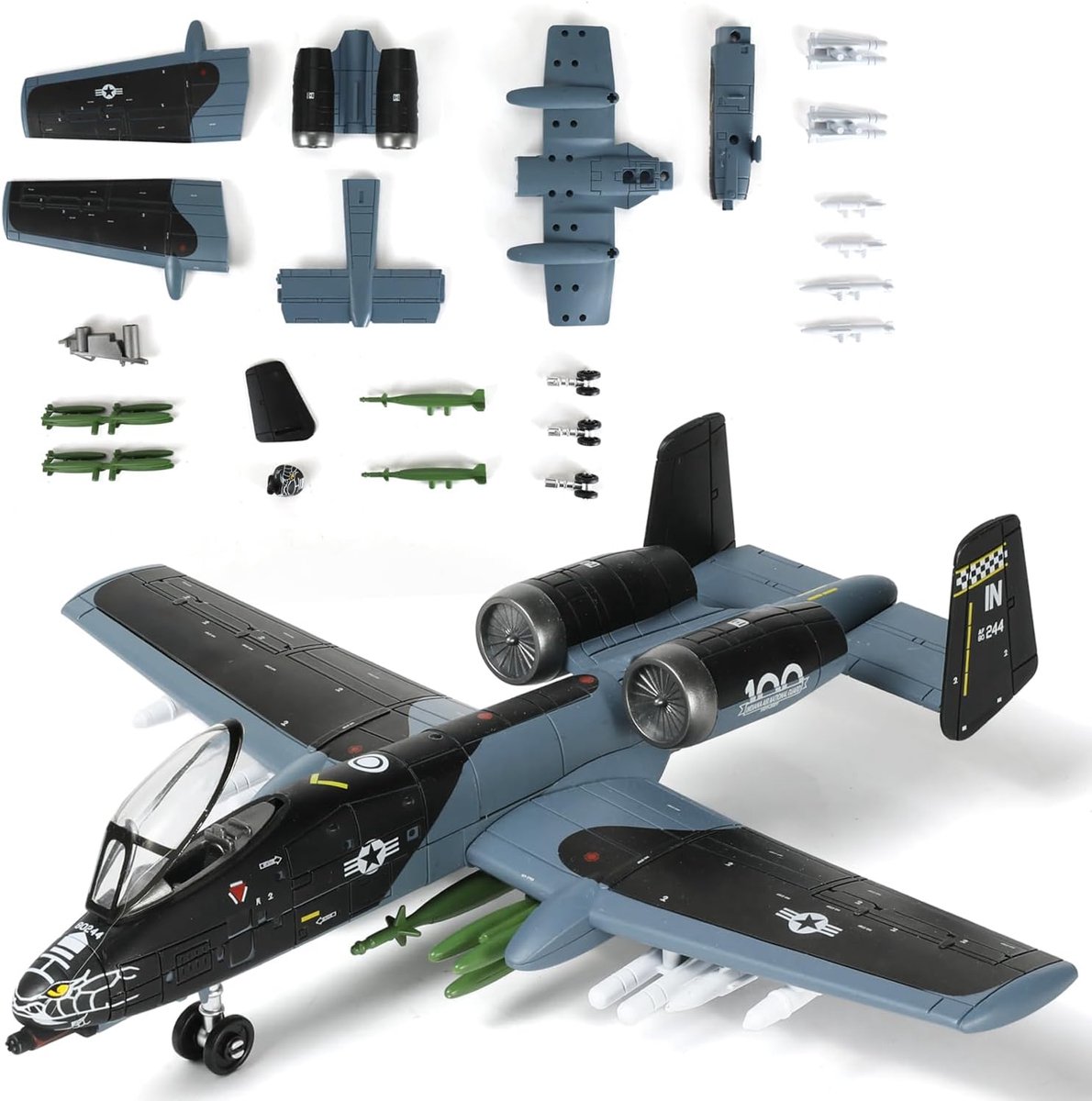 1:72 Schaal A-10 Thunderbolt II Warthog Kit hoogdetaillerend kunststofbouwmodel Nauwkeurige replica met lakschema Verzamelobject Cadeau (43 onderdelen)