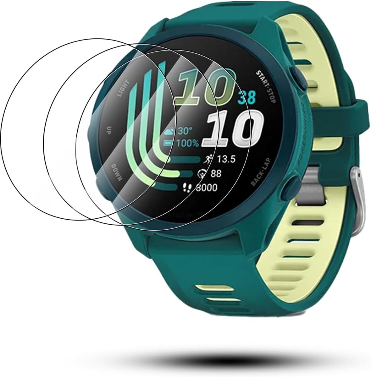 3 stuks beschermfolie compatibel met Gar min Forerunner 170 Smart Watch, transparante geharde folie, volledige afdekking, anti-krassen, geen luchtbellen, eenvoudige installatie