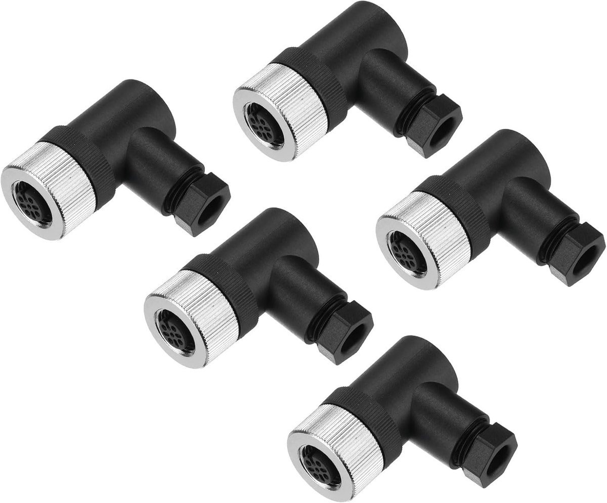 5 stuks 5-pins M12 female Aviation connector kabelstekker A codering 12 mm cirkelvormige sensor connector waterdicht IP67 hoek type voor kabels