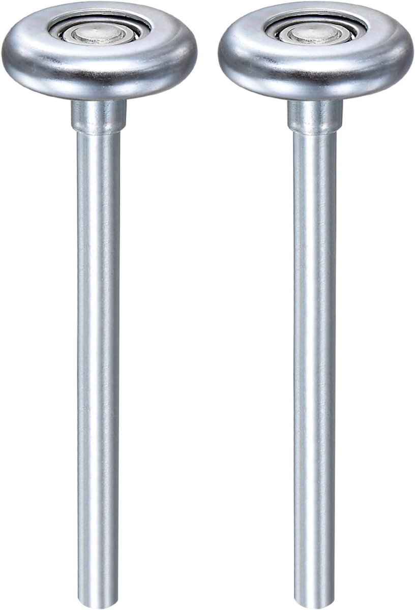 2 stuks stalen garagedeurwielen van 4,5 cm voor 2 inch garagebaan, 7 inch lange steelwielen, precisielagers met 10 kogels, zilverkleurig