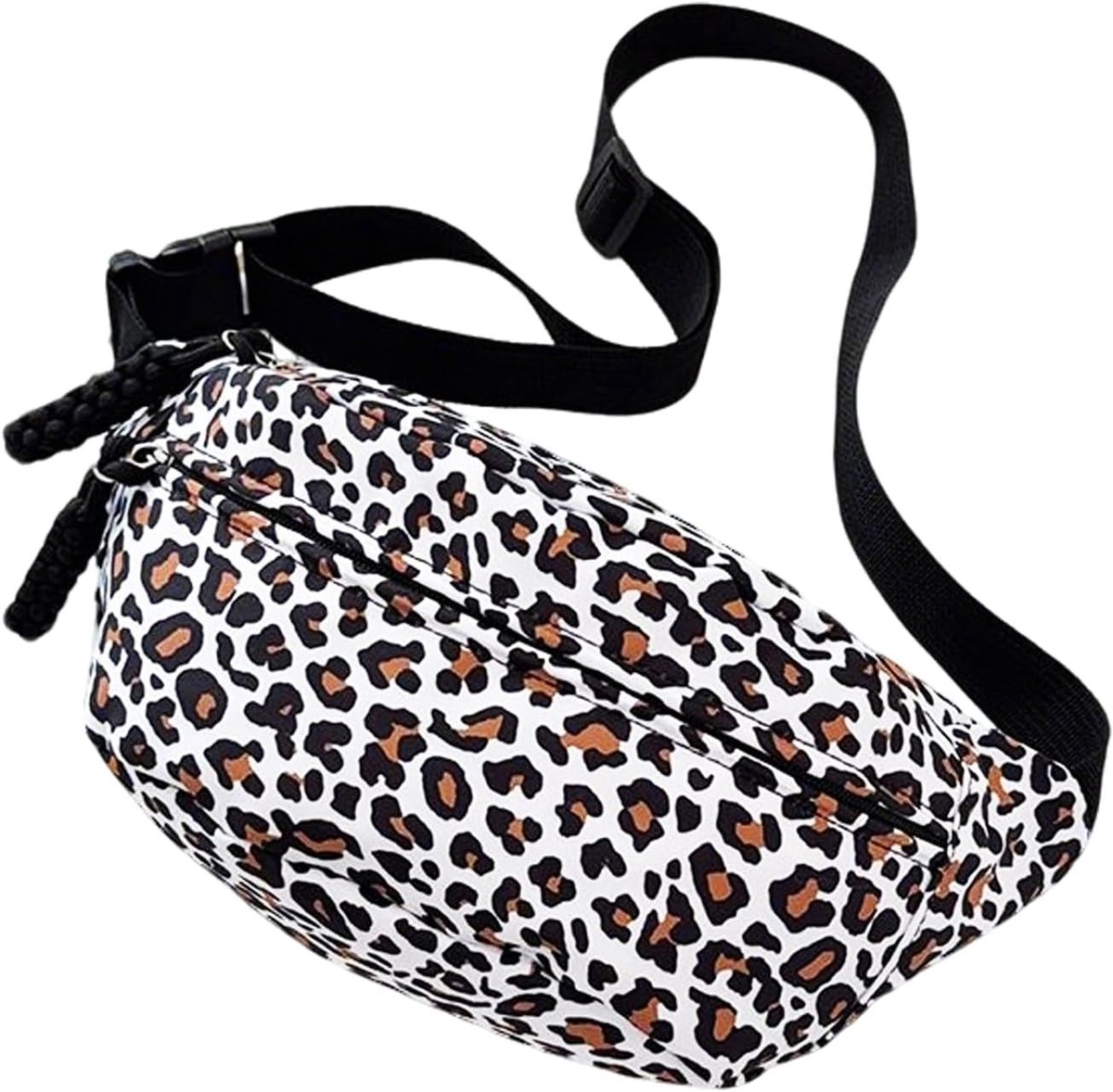Schoudertas voor dames, luipaardpatroon, halve maan tas van nylon met luipaardpatroon, grote hobotas voor dames, verstelbare riem, perfect voor dagelijks gebruik, reizen en winkelen