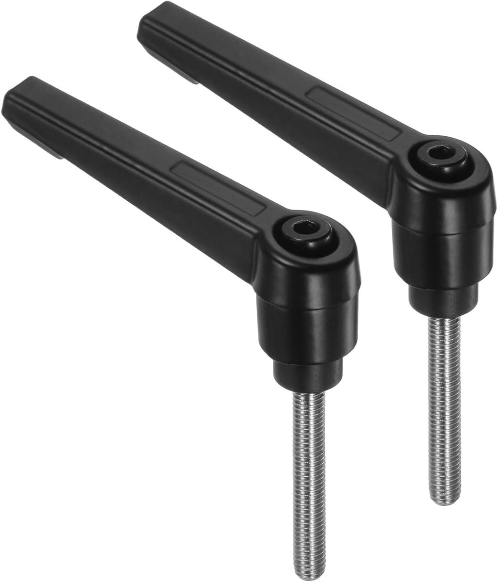 2 handgrepen met spanhendel, M5 x 40 mm mannelijk, schroefdraad van roestvrij staal 304, verstelbare handgrepen met vergrendelingsknop, zwart