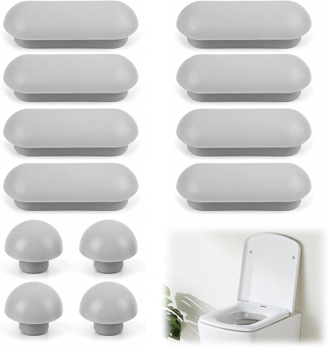 WC-wc-bril - set van 12 stuks - geluidswerende pads van siliconen - zelfklevend - universeel toiletaccessoire om lawaai te verminderen en te stabiliseren