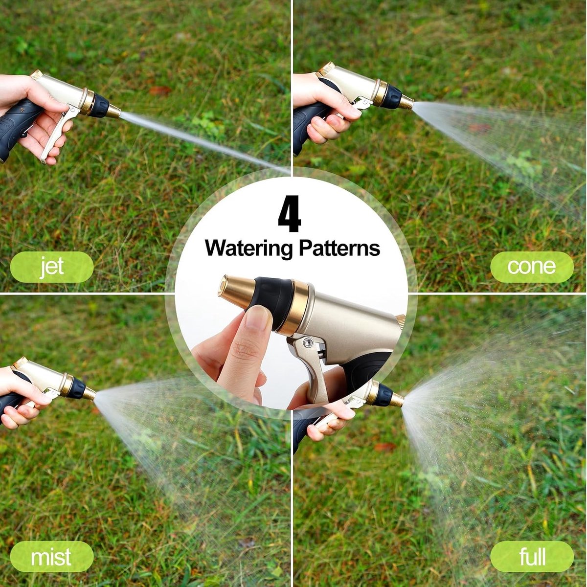 SnelShoppen - Garden Hand Shower - Hoge Druk Tuinspuitpistool - Multifunctioneel met 4 Spuitpatronen voor Irrigatie en Schoonmaak - Hoogwaardige en Ro