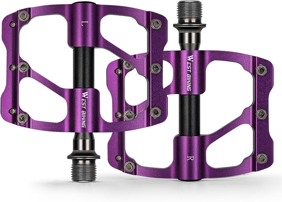 Duurzame aluminium fietspedalen met 3 afgedichte lagers en 12 antislip pinnen voor optimale grip en controle