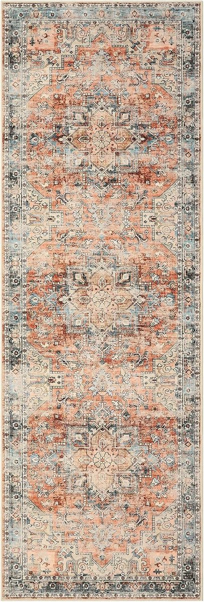 Perzisch Vloerkleed - Wasbaar Antislip Fluweelzacht - Baksteenrood - 80x150 cm