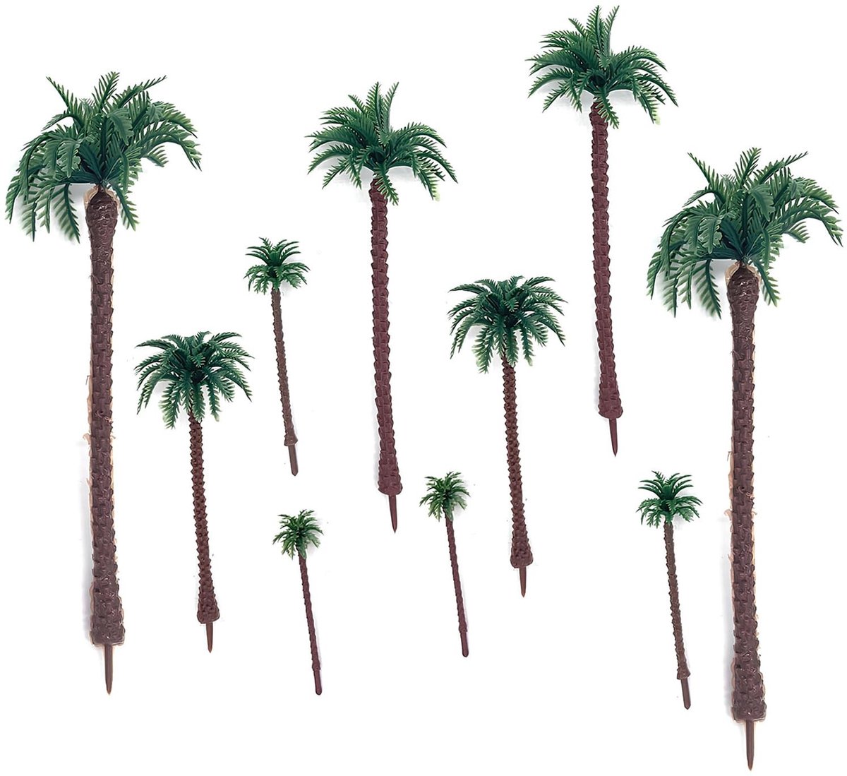 SolidKeus - 10 Stuks Mini Plastic Kokosnootbomen voor Diorama's