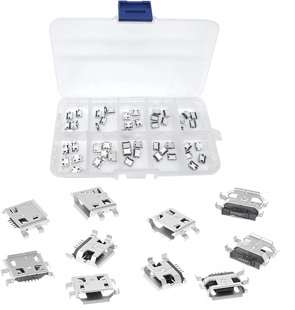 SolidKeus - 50 Stuks Micro USB A Vrouwelijke Soldering Connector Set
