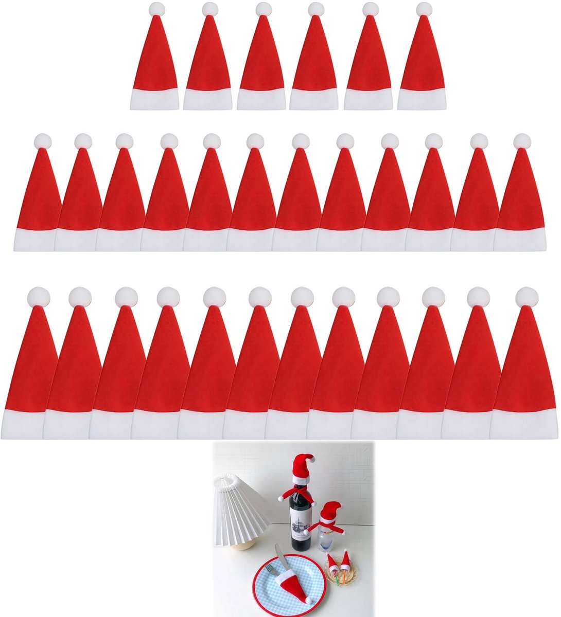 SolidKeus - Set van 30 Mini Kerstmutsen voor Decoratie