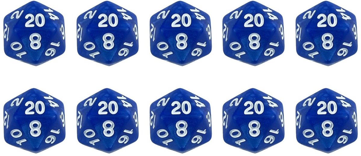 SolidKeus - Set van 10 Polyhedrale D20 Dobbelstenen voor Rollenspellen