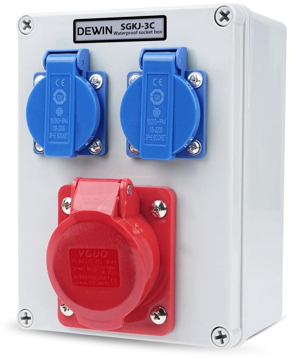 SolidKeus - Wanddistributiedoos met 16A CEE en 230V stopcontacten