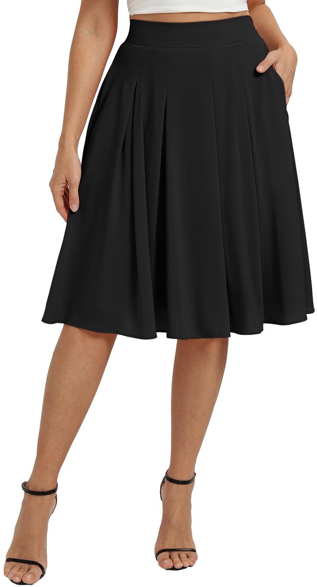 SolidKeus - Elegante Midi Rok met Hoge Taille en Pockets