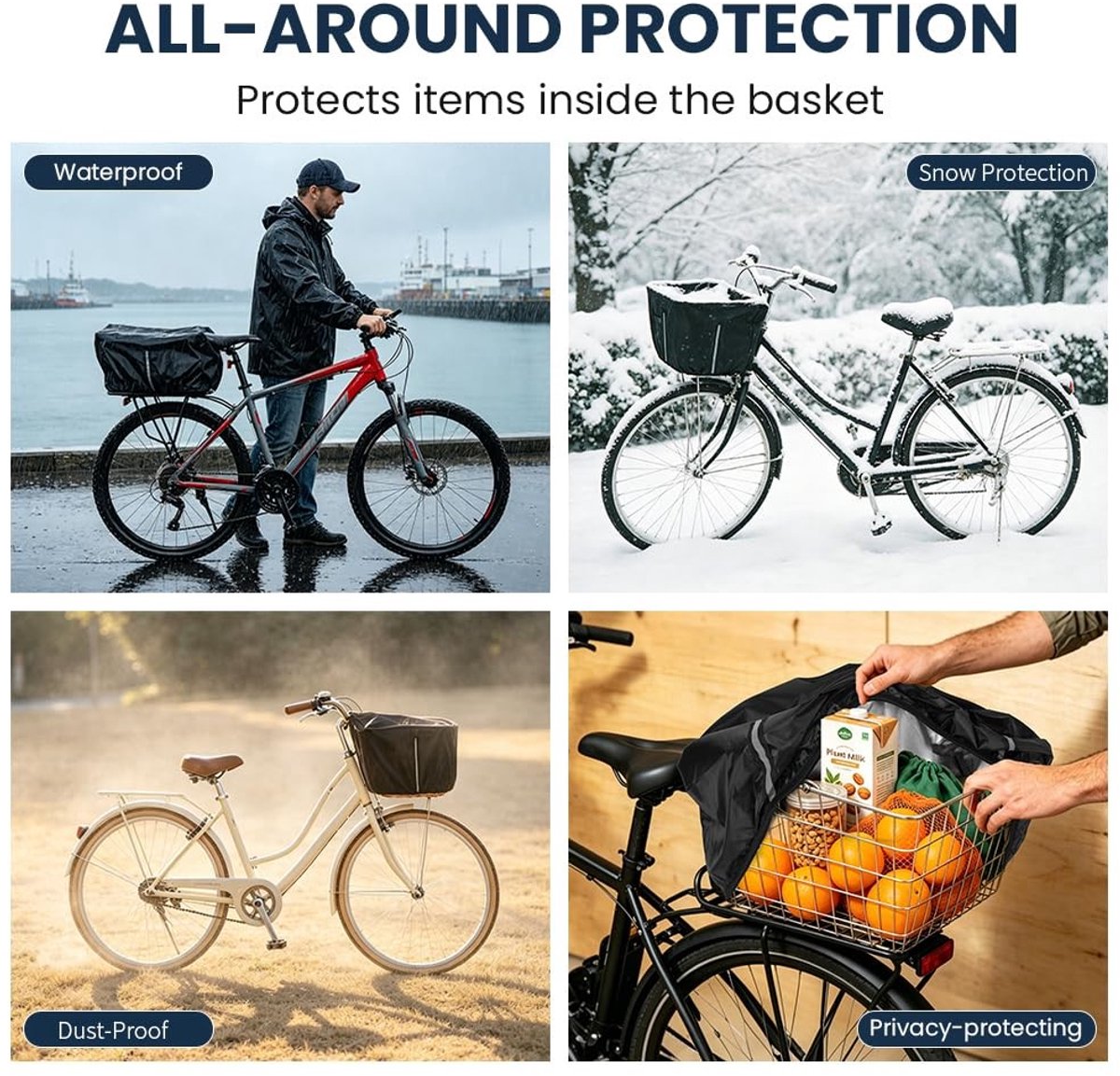SolidKeus - Waterdichte Fietsmand Cover met Elastische Band