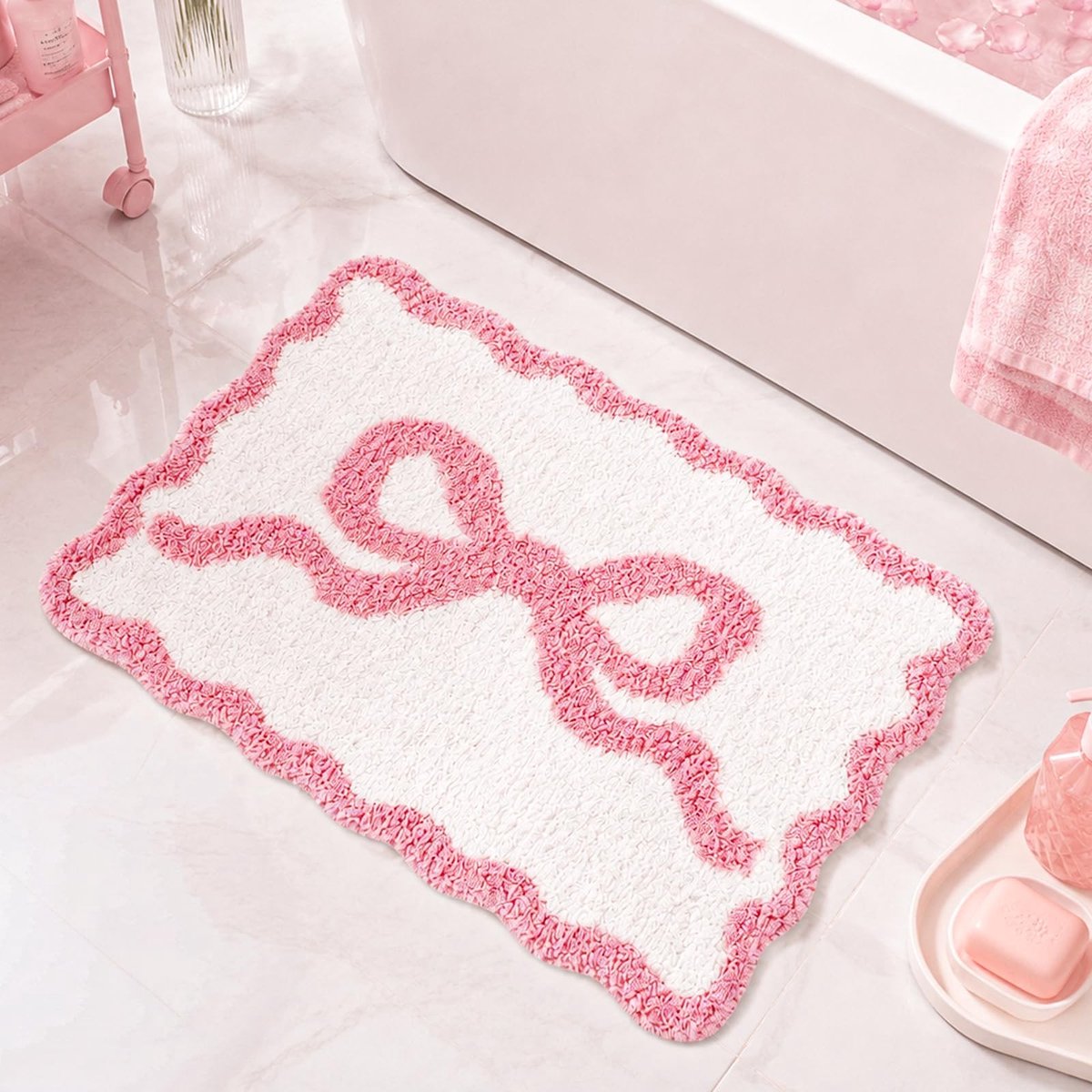 SolidKeus - Roze Strikken Badmat van Zachte Microvezel 45x66 cm