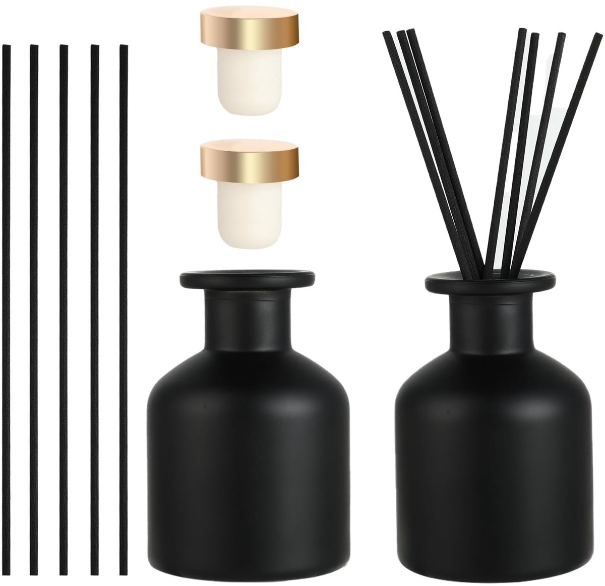 SolidKeus - Set van 2 Glazen Diffuser Flessen met 12 Geurstokken
