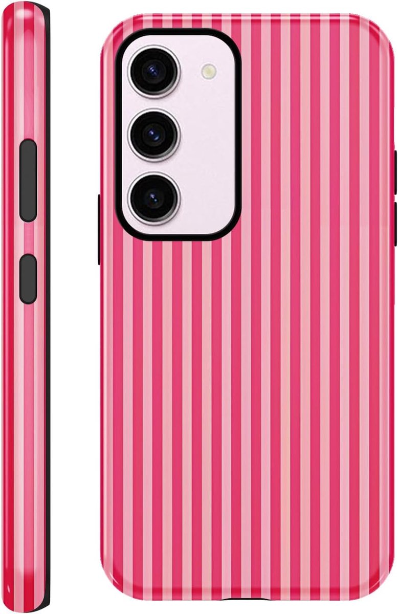 Esthetische beschermhoes voor Samsung Galaxy A16 4G/5G, matte TPU-siliconen, voor Samsung A16 17 cm (6,7 inch), gestreept, roze
