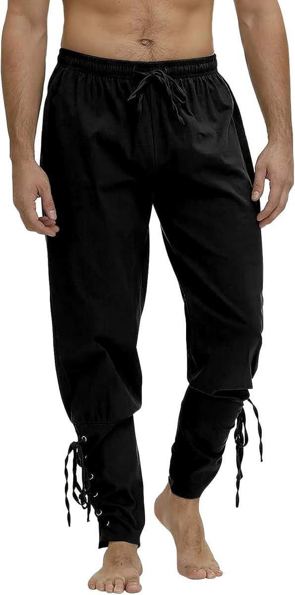Broek voor heren, middeleeuwse piratenbroek voor renaissance | Heren met zakken, vintage lange broek, Halloween cosplay, maat XL