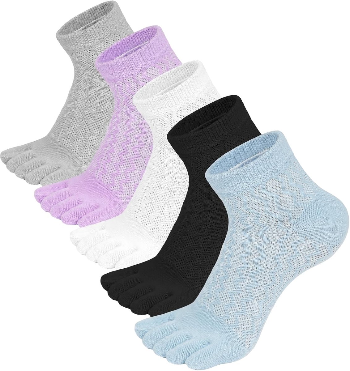 Sokken, vijf vinger running sok, ademend katoen, atletische running pure kleur buis sokken, Meerkleurig, One size