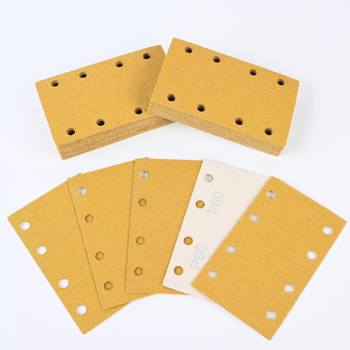 80 x 133 mm, 8 gaten, 40 stuks, klittenband-schuurpads P60, sterkere verwijdering, schuurbladen voor vlakschuurmachine op hout, metaal, lak, kunststof Sruhrak