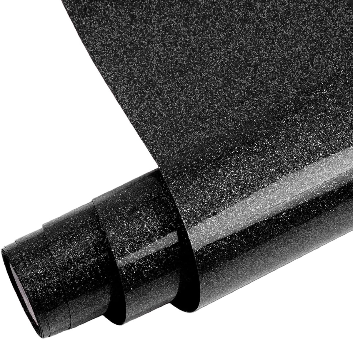 Plotterfolie Textiel, 30.5cm×1.5m Transferfolie textiel voor DIY-T-shirts, kleding en textiel (Glitter Zwart)