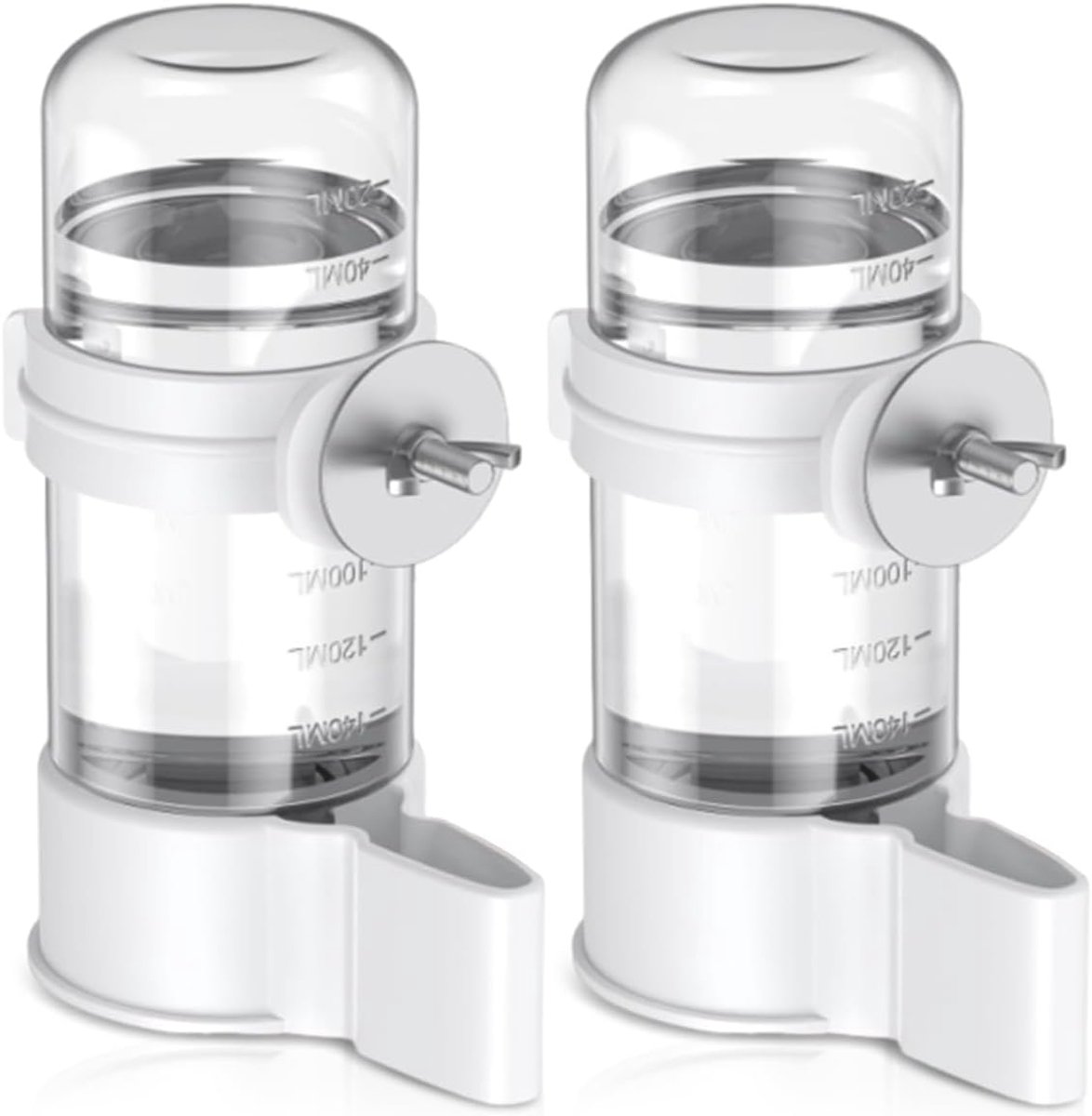 2 stuks vogelwaterdispenser, 140 ml, automatische waterdispenser voor kooi | kunststof vogelbad, kooi, transparante voederdispenser, vogel voor papegaaien, parkieten, siervogels, duiven, 2 stuks