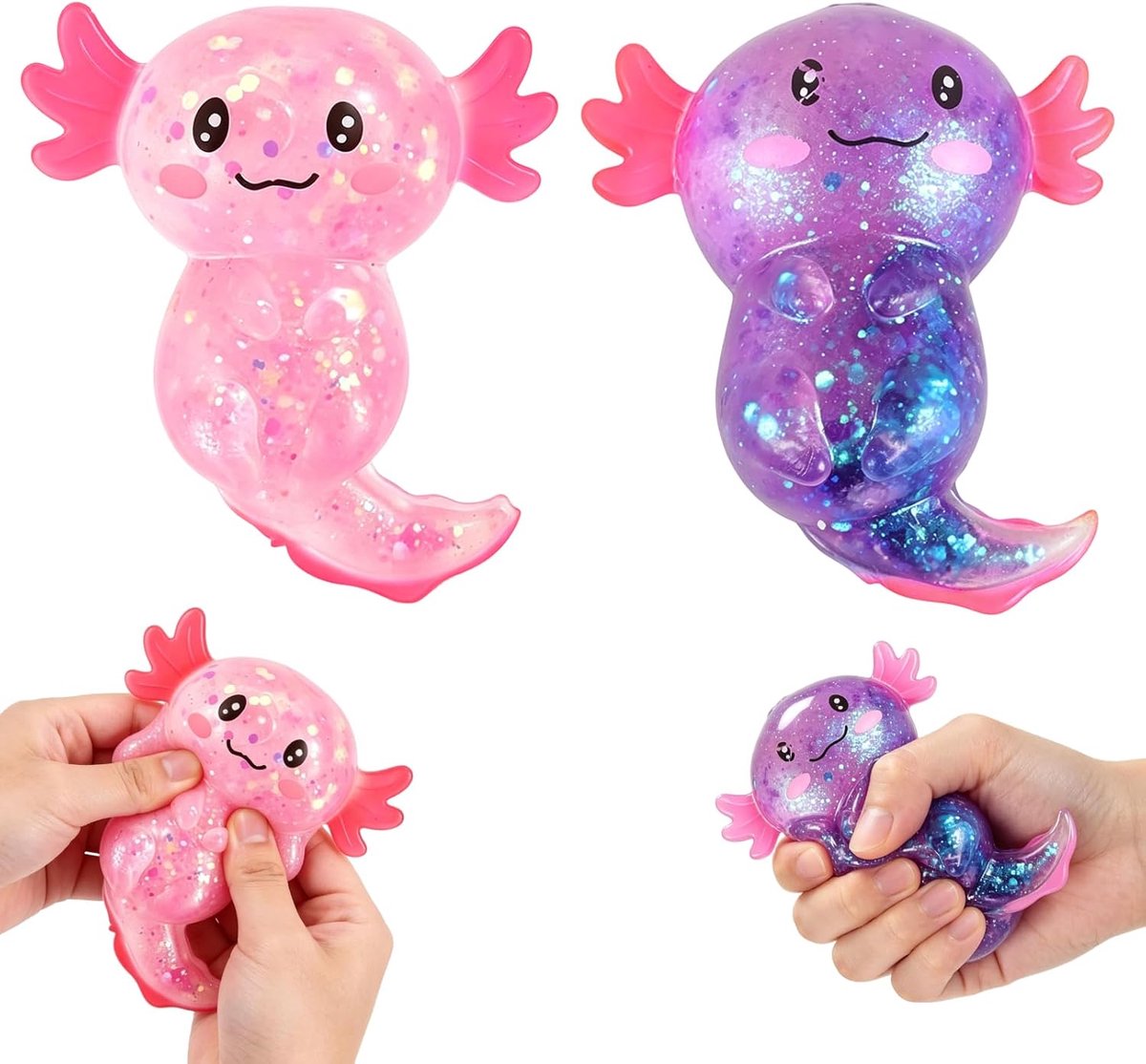 Speelgoed, 2-delige axolotl knijpbal, stressknijpbal, axolotl stressbal, antistressbal voor volwassenen, knijpbal voor verjaardagsfeestjes