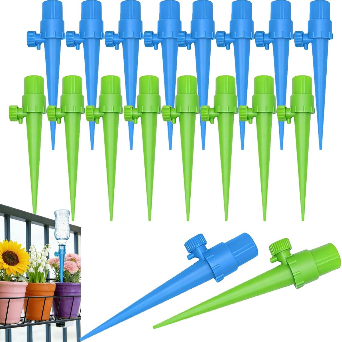 25-delige automatische irrigatieset, verstelbaar irrigatiesysteem, druppelirrigatie, langzame en nauwkeurige irrigatie voor planten/tuinpotten, geschikt voor de meeste flessen