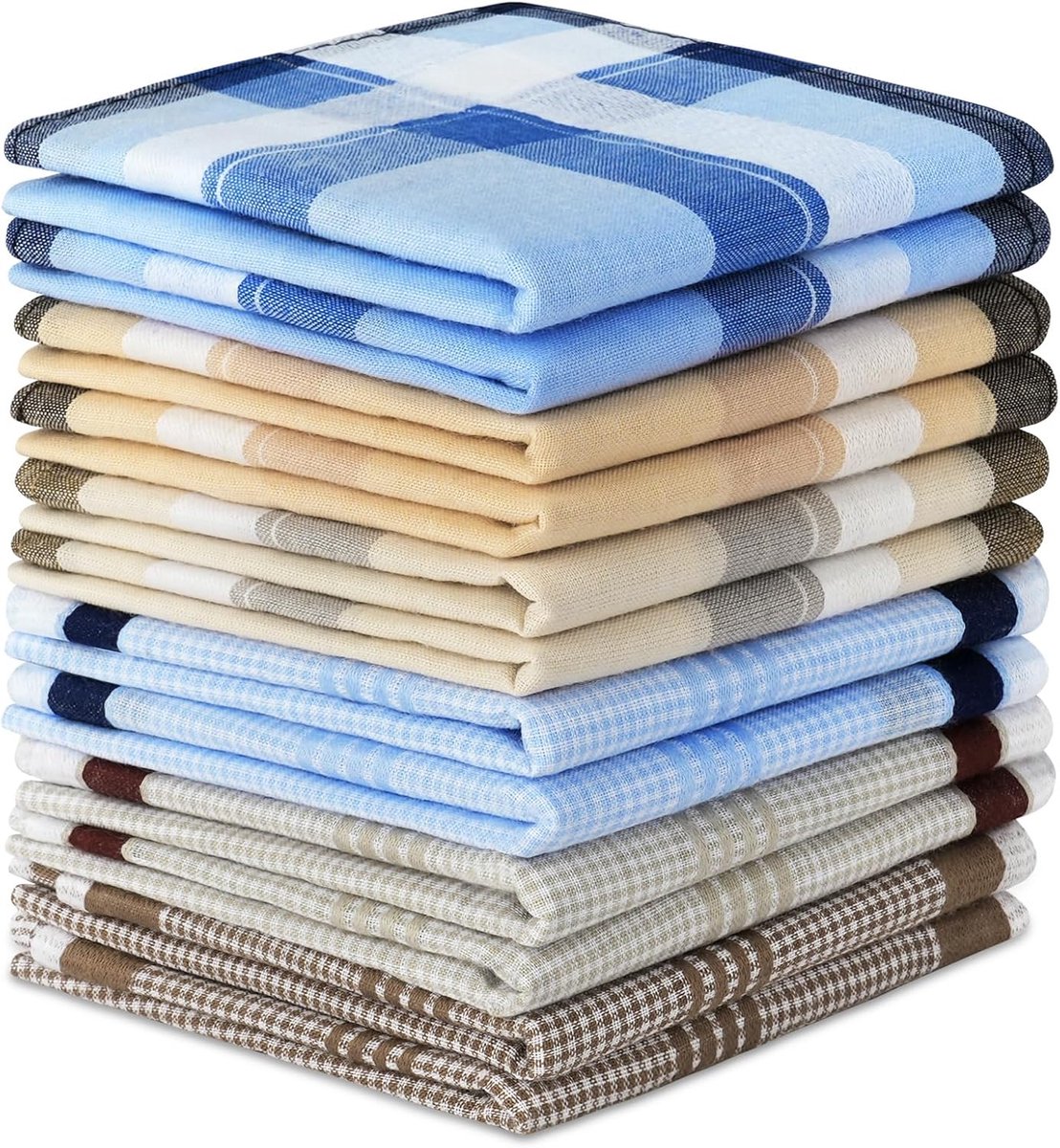 Zakdoeken voor heren, set van 12 zachte herenzakdoeken - 40 cm x 40 cm katoenmix, pochetten voor bruidegoms, bal, feest, feest, bruiloft en dagelijks gebruik, cadeau voor mannen