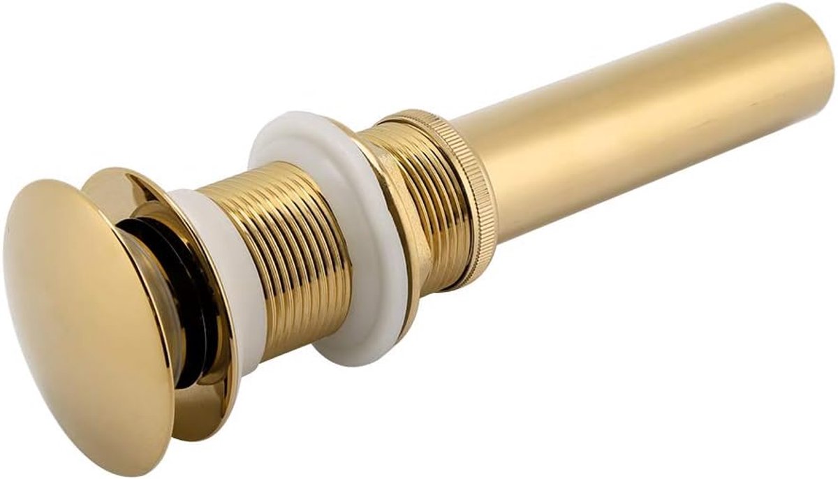 SnelShoppen - Pop Up Afvoerstopper voor Badkamer, Klein G1 1/4" Messing Pop Up Afvoergaas met Afneembare Mand Stopper, Geborsteld Nikkel/Goud Chroom,