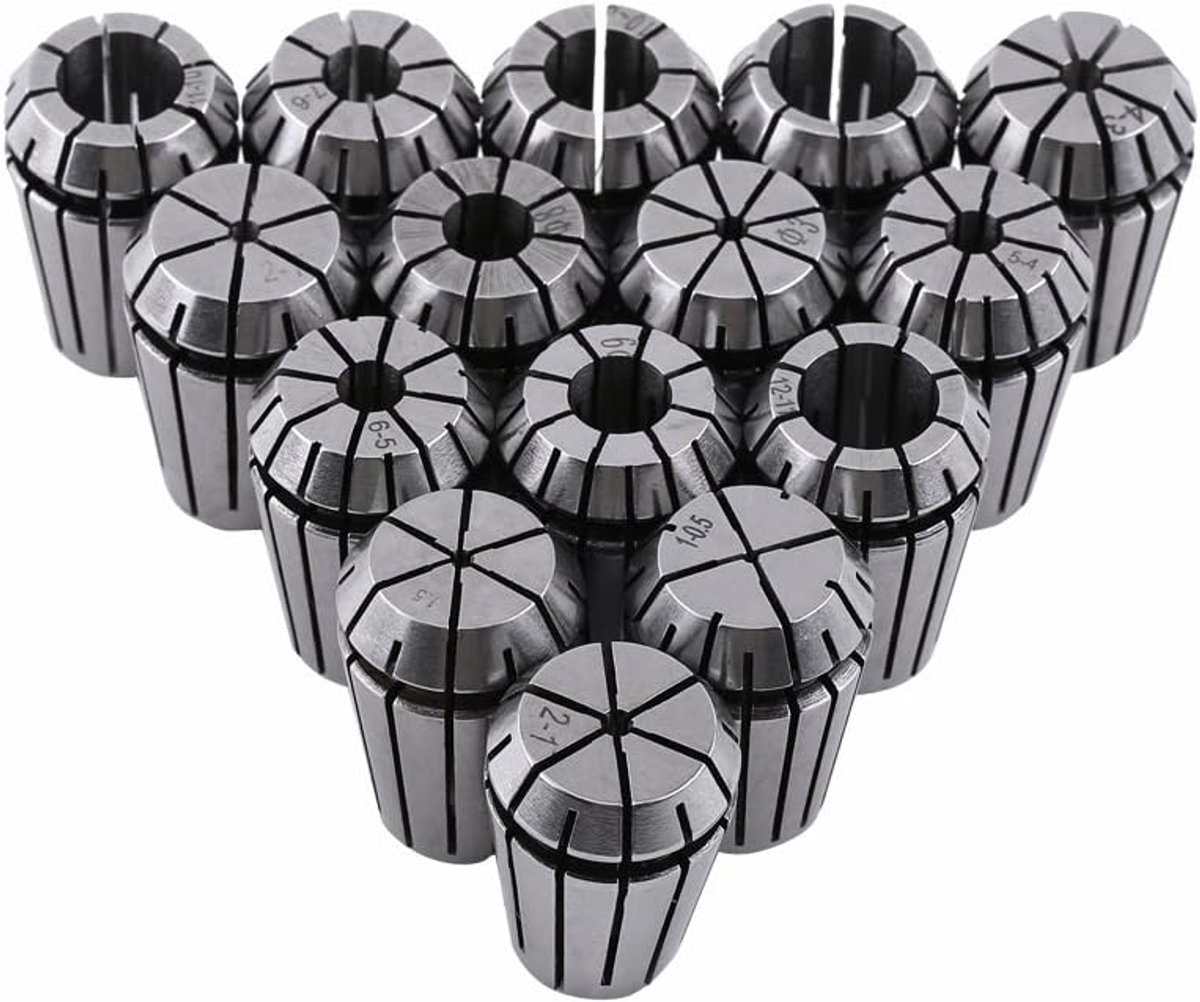 SnelShoppen - ER20 Spanhulzen Set 15 Stuks 1-13 Mm Diameter 0.01mm Precisie Pendelhouder voor CNC Graveermachine & Freeslathe Gereedschap