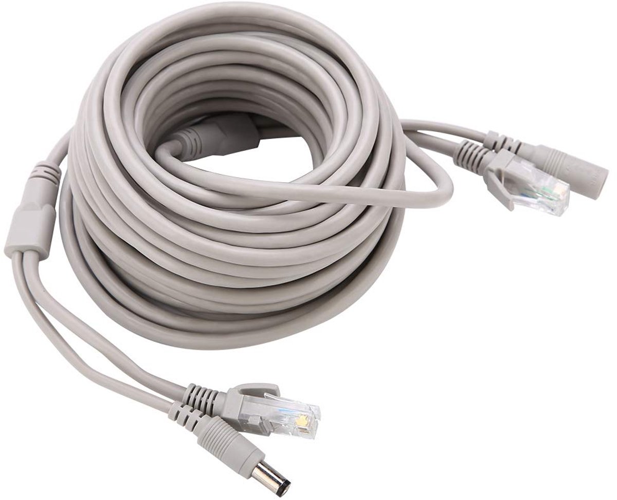 SnelShoppen - Ethernet CCTV Kabel voor Buiten - Netwerk- en Voeding Kabel voor IP Camera's - 5M 10M 15M 20M - RJ45 DC - Voor NVR Systeem - 10Mbps 100M