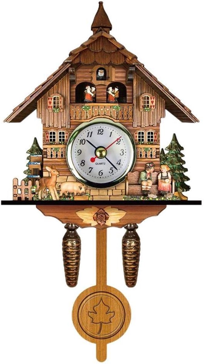 Vintage Wall Clock, Cuckoo Clock, Retro Wooden Cuckoo Birdhouse Wall Clock, Home Decoration Hanging Cuckoo Clock Car - ShopVlot