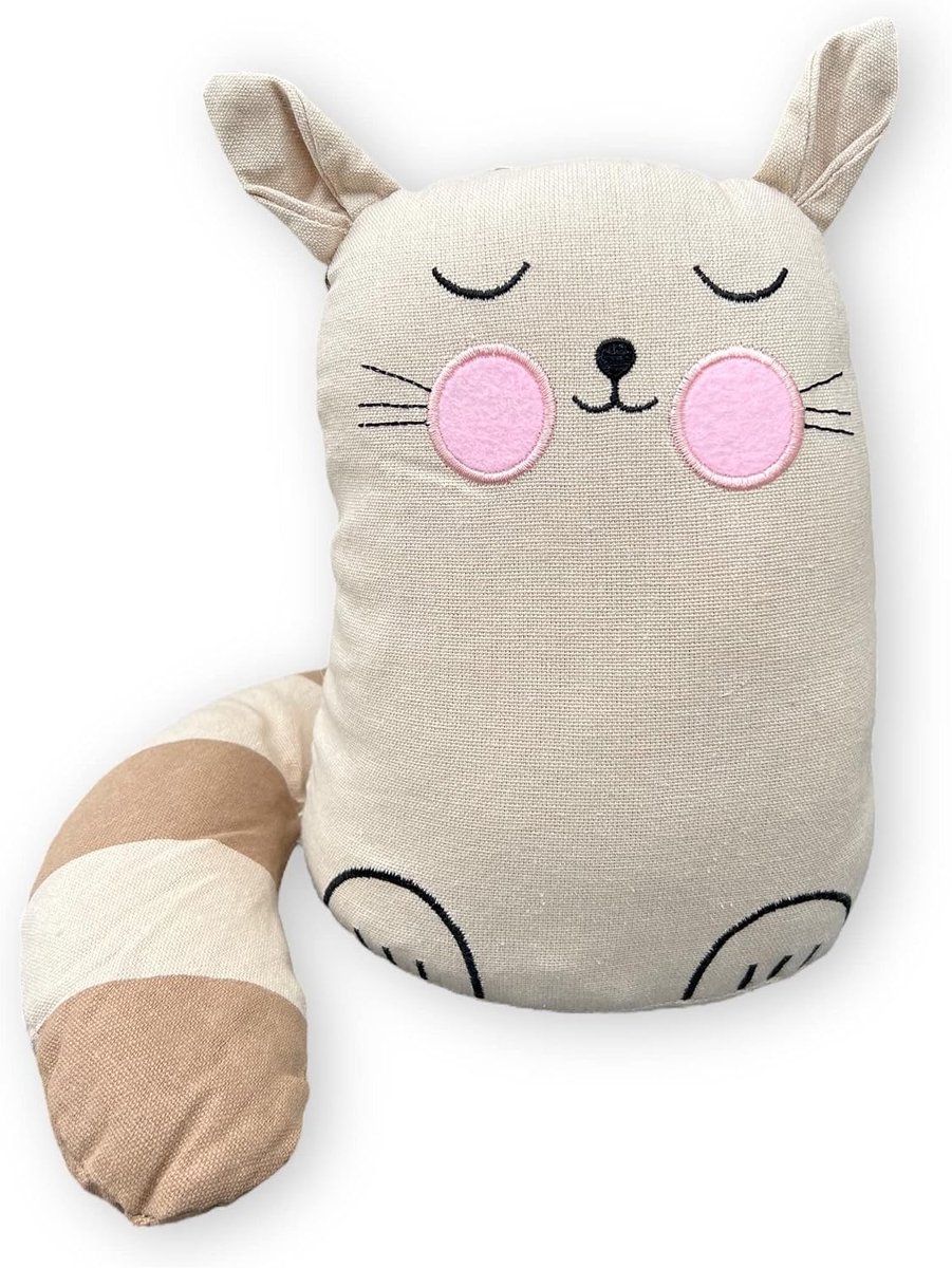 SnelShoppen - MIJOMA Deurstopper 1 kg Zware Deurbuffer van Pluche, Schattig Cartoon Kat Ontwerp, Beige, Voor Stijlvolle Decoratie en Geluiddemping