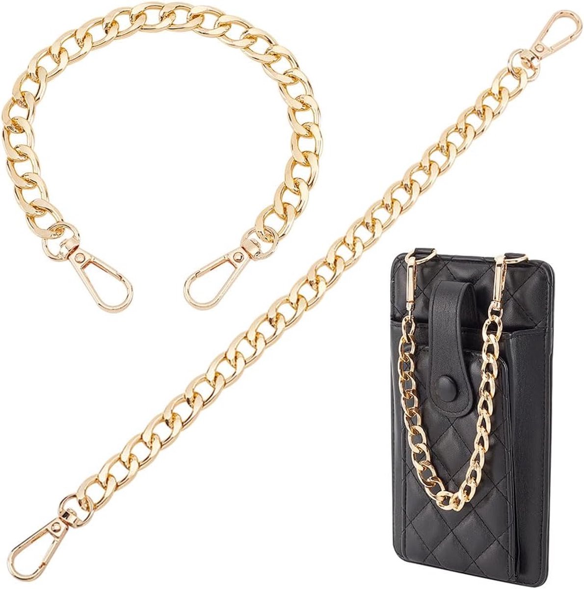 SnelShoppen - 2pcs 30.5 cm Gouden Portemonnee Verlengsnoer Handtas Ketting Luxe Band voor Clutch Tas, Schoudertas Decoratie, Aluminium, DIY, Feest, Mo