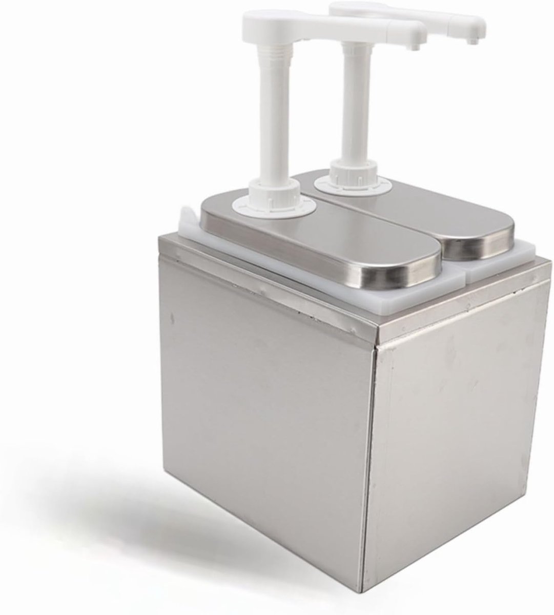 SnelShoppen - Sauce en Condiment Pompstation - Huishoudelijke Dispenser met RVS Pomp voor Honing, Siropen, Melk, Kookolie - Plastic Fles (Dubbele Cup