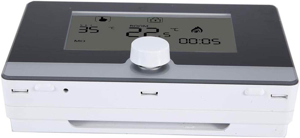 SnelShoppen - Programmeerbare Thermostaat voor Wandverwarming en Waterverwarming, Temperatuurregelaar met LCD Scherm, Wit (Zwart)