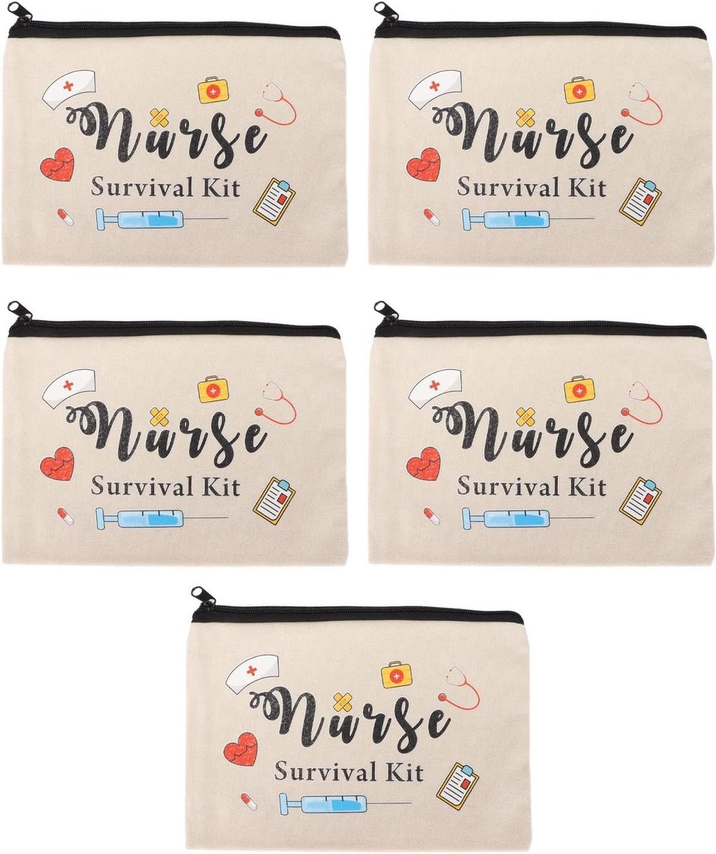 SnelShoppen - Nurse Survival Kit Cosmetica Tas, Make-up Tas met Schattige Veelzijdige Rits, Overlevingskit Patronen, Verpleegkundige Cadeaus, Cosmetis