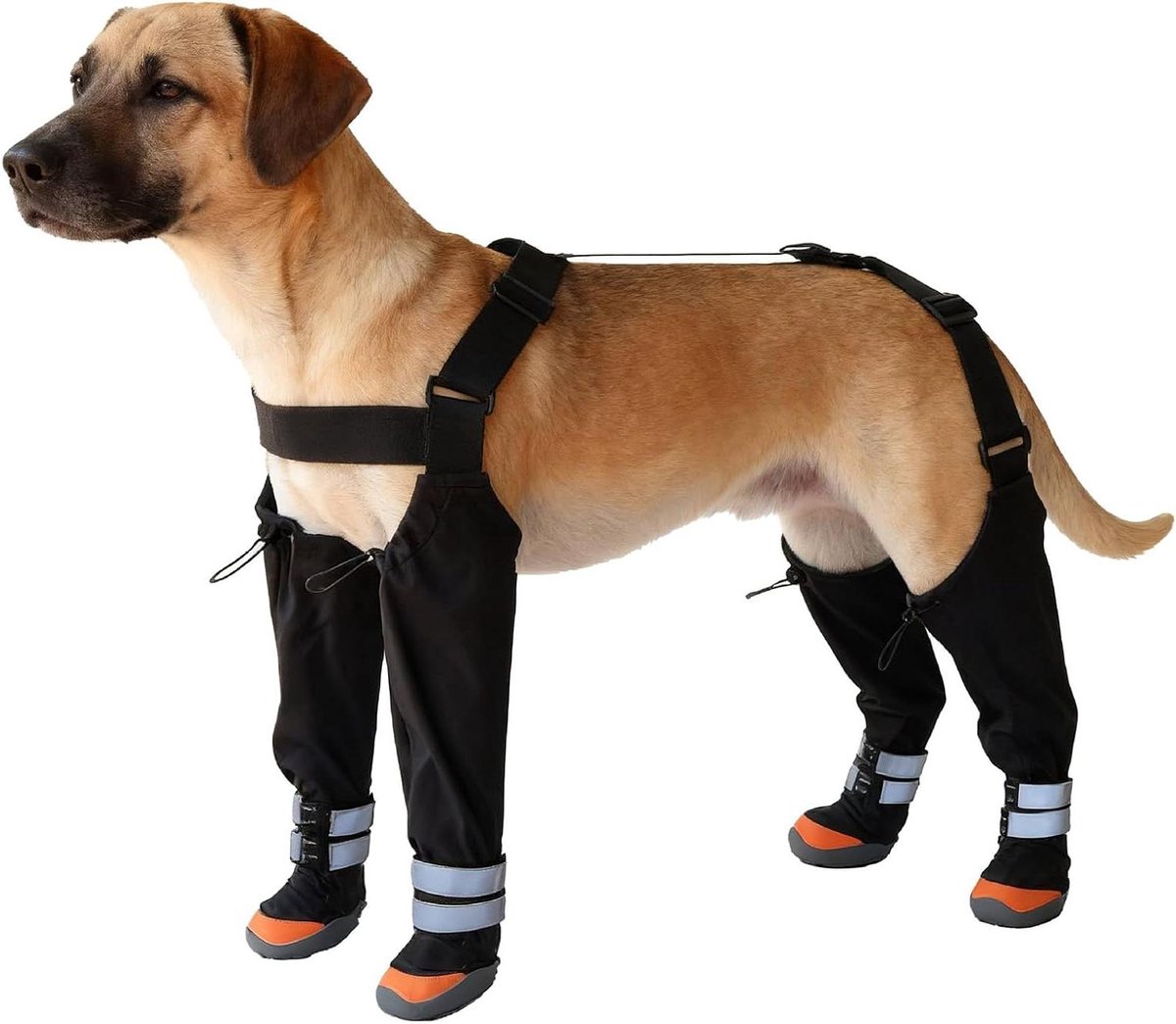 Hondenlaarzen Met Bretels - Hondenpootbeschermers - Veilig Wandelen Buiten - Waterdicht Met Beenbeschermers - 2XL - Zwart