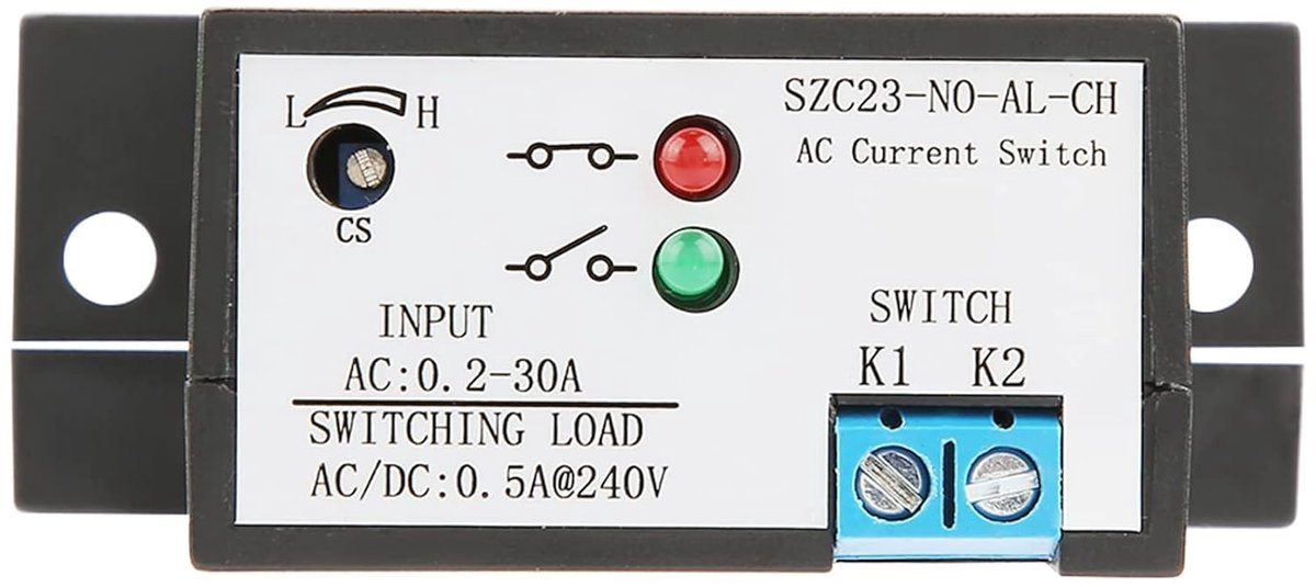 SnelShoppen - Current Sensing Switch AC 0.2A-30A Instelbare Schakelaar voor Gemakkelijk Gebruik, Zelfvoorzienend met LED Indicator en Snelle Reactieti