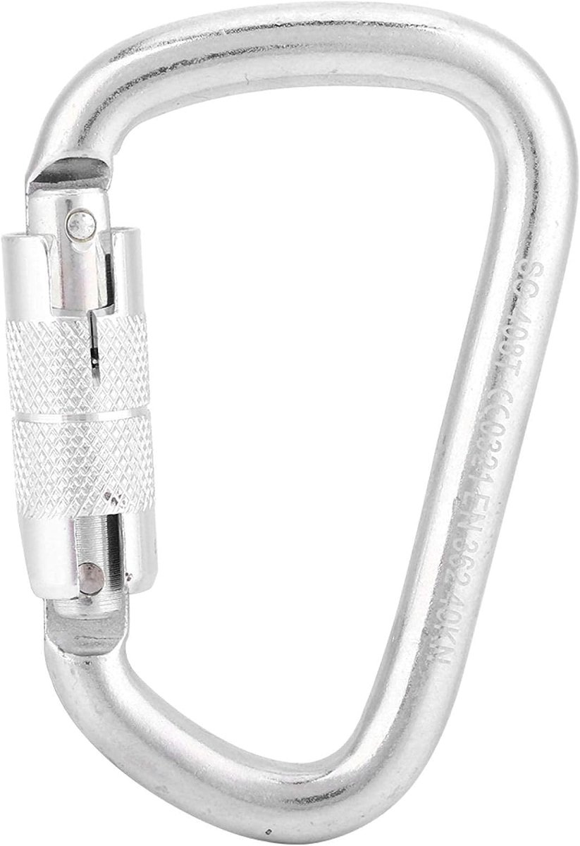 SnelShoppen - Climbing Carabiner - Stalen Schroefsluiting D-ring Clip Haak - Outdoor Bevestigingshaak voor Reizen, Wandelen, Klimmen - 40 KN Max Belas
