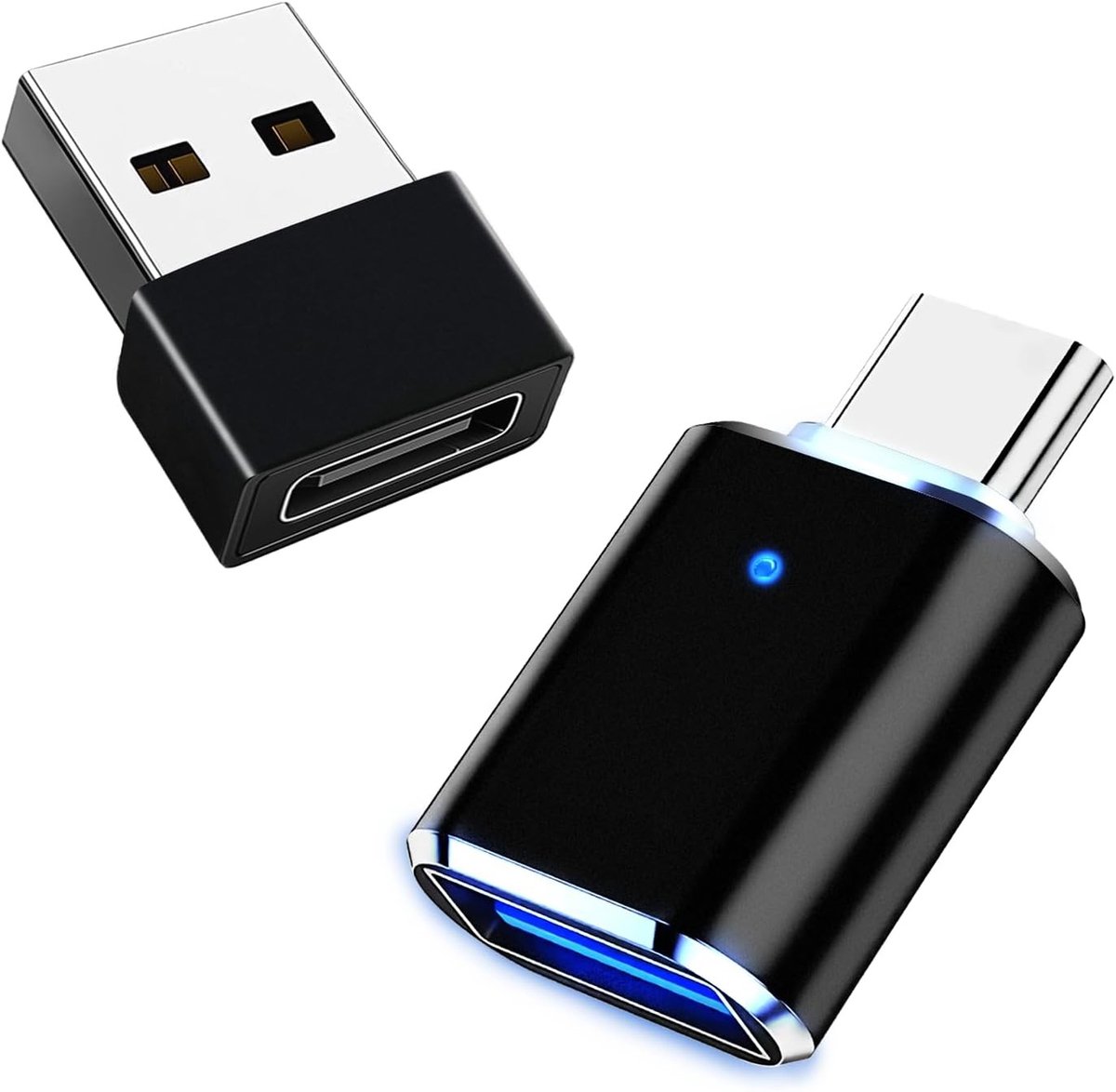 SnelShoppen - USB C naar USB Adapter 2-Pack, USB 3.0 Stekker naar Type C Vrouwelijk, USB C naar USB OTG Adapter voor MacBook Pro, PC en Laptop