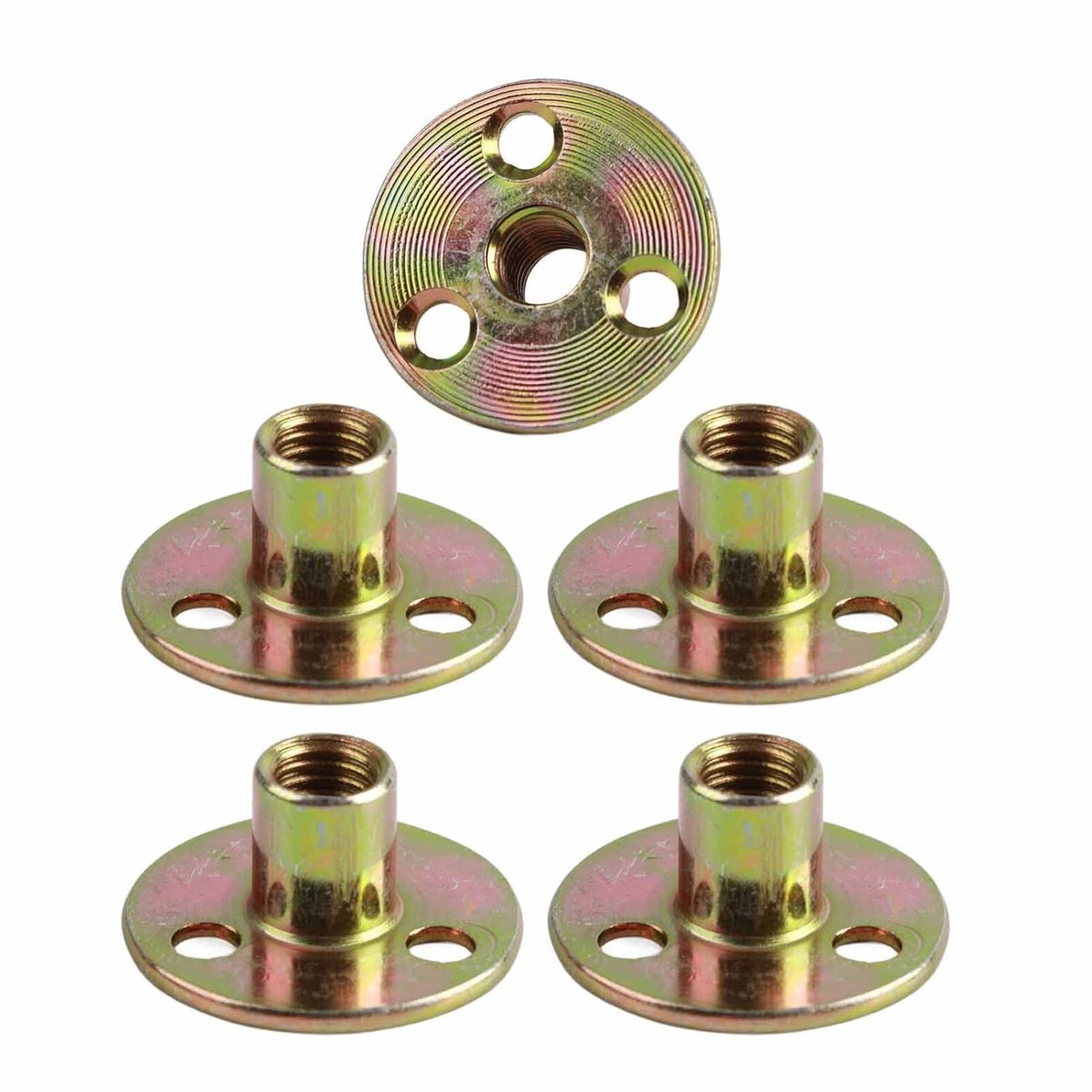 SnelShoppen - 5 Stuks M6/M8/M10 Flens Bevestigingen, Gegalvaniseerd Ijzer, Ronde Basis voor DIY Projecten, Houtverbindingen en Fixaties
